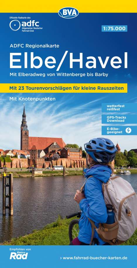 ADFC-Regionalkarte Elbe/Havel, 1:75.000, mit Tagestourenvorschlägen, mit Knotenpunkten, reiß- und wetterfest, E-Bike-geeignet, GPS-Tracks Download, Karten