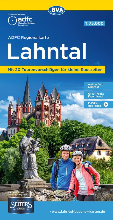 ADFC-Regionalkarte Lahntal, 1:75.000, mit Tagestourenvorschlägen, reiß- und wetterfest, E-Bike-geeignet, mit Knotenpunkten, GPS-Tracks Download, Karten