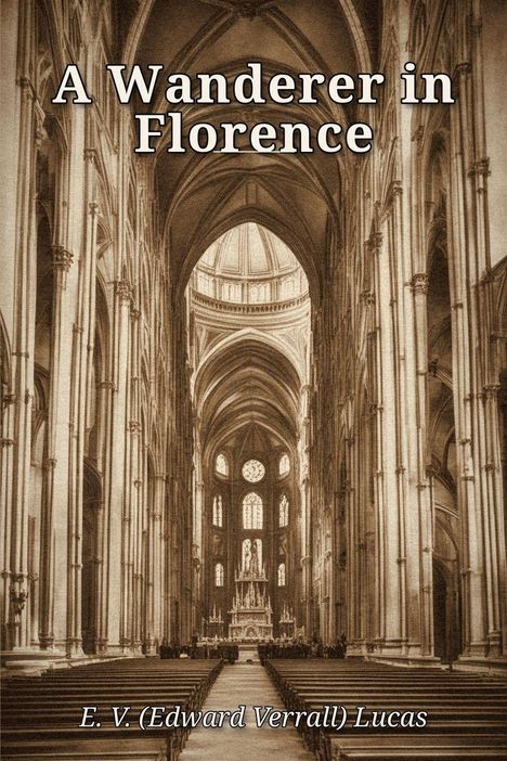 Ein sepiafarbener Blick ins Innere einer großen gotischen Kathedrale mit hohen gewölbten Decken und Bänken.
