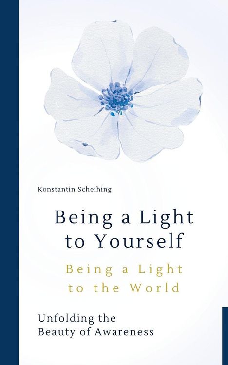 „Being a Light to Yourself, Being a Light to the World“. Gelber Baum, kleiner Vogel, minimalistisches Design.