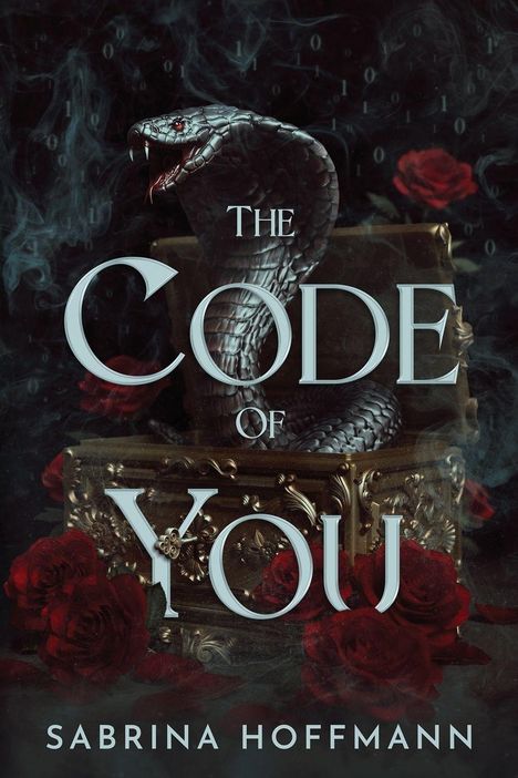 „The Code of You, Sabrina Hoffmann“. Eine Schlange erhebt sich aus einer kunstvoll verzierten Schatulle, umgeben von Rosen.