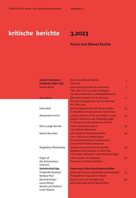 Kritische Berichte : Zeitschrift für Kunst- und Kulturwissenschaften / Jahrgang 51, Heft 3.2023, Buch