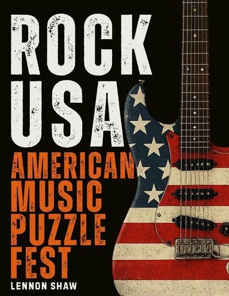 ROCK USA. AMERICAN MUSIC PUZZLE FEST. LENNON SHAW. Eine E-Gitarre im USA-Flaggen-Design.