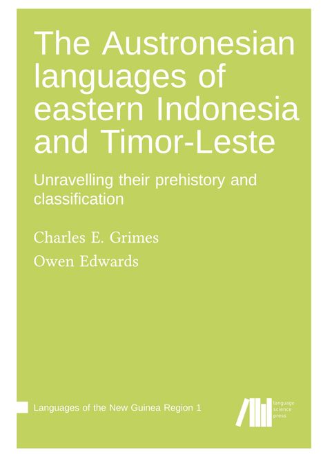"The Austronesian languages of eastern Indonesia and Timor-Leste" ist in Weiß auf grünem Hintergrund geschrieben.