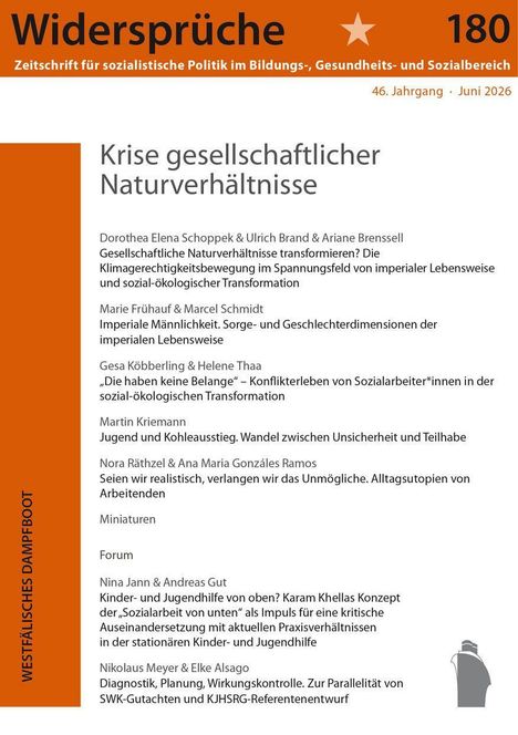 Titel: "Widersprüche". Thema: "Krise gesellschaftlicher Naturverhältnisse". Artikel zu sozialen und ökologischen Transformationen.