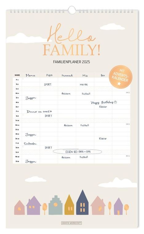 Familienplaner 2025 Hello Family!, Kalender