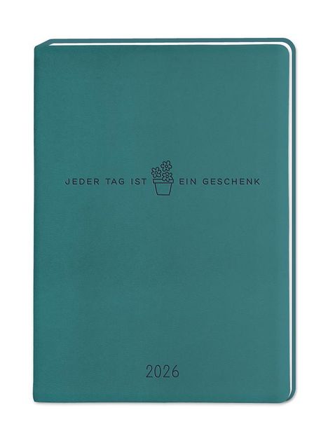 Terminplaner Lederlook 2026 Petrol, Buch