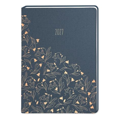 „2027“ steht zentral. Ein elegantes Muster aus goldenen Blumen und Blättern ziert die linke Buchhälfte.