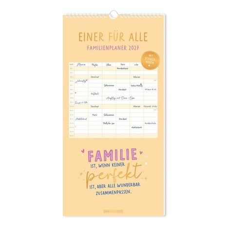 "EINER FÜR ALLE: FAMILIENPLANER 2027. Familie ist, wenn keiner perfekt ist, aber alle wunderbar zusammenpassen."