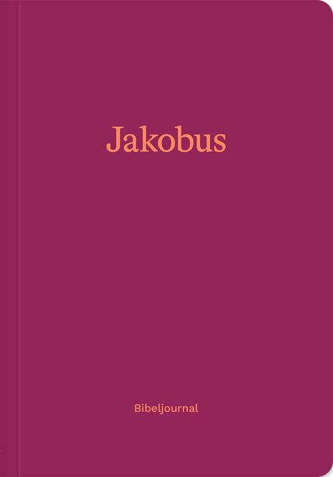 Text: "Jakobus" und "Bibeljournal". Ein roter, minimalistischer Bucheinband mit gelber Schrift.