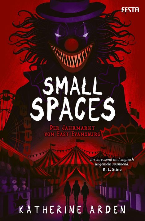 "Small Spaces - Der Jahrmarkt von East Evansburg." Ein unheimlicher Clown mit breitem Grinsen und hügeligen Zirkuszelten.