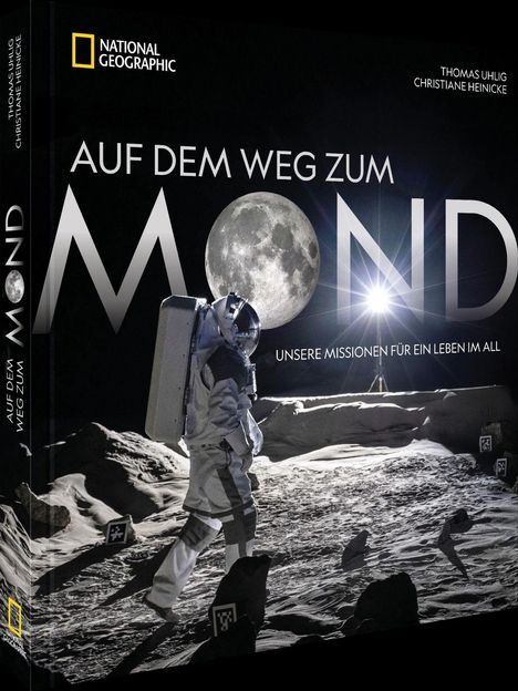 „Auf dem Weg zum Mond: Unsere Missionen für ein Leben im All“. Ein Astronaut läuft in Mondlandschaft.