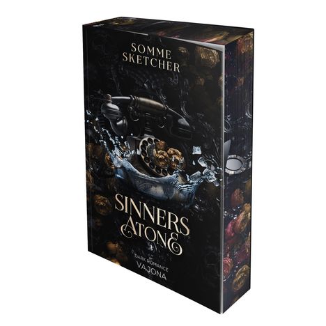 Verpackung von "Sinners Atoné" von Somme Sketcher, mit dunklem Design, alten Telefonen und Rosen.