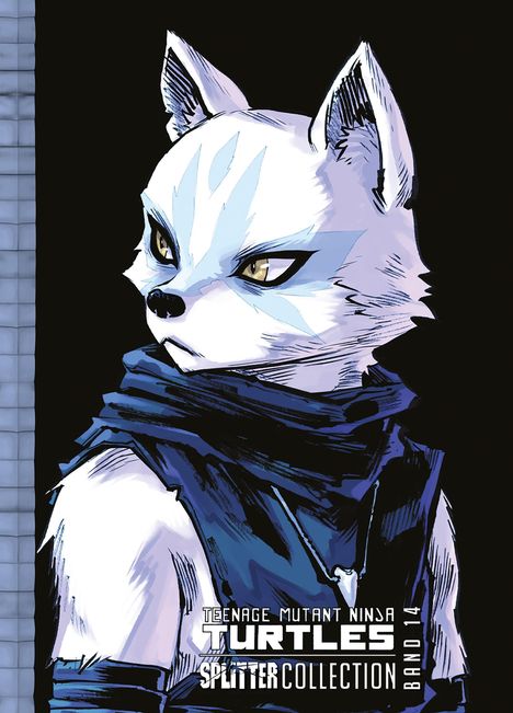 Text: "Teenage Mutant Ninja Turtles Splinter Collection Band 14". Ein stilisierter Fuchs in Blau- und Weißtönen.