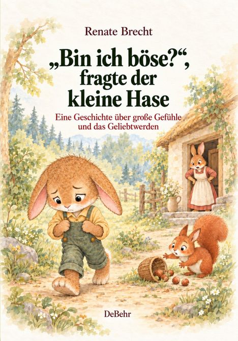 „Bin ich böse?“, fragte der kleine Hase. Ein Hase in Latzhose geht traurig, ein Eichhörnchen erschrickt über umgekippte Nüsse.