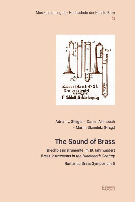 Musikforschung der Hochschule der Künste Bern 21. The Sound of Brass. Illustration mit historischen Blasinstrumenten.