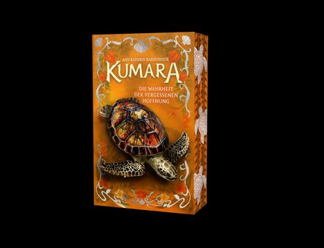 Ein Buchcover mit dem Titel "Kumara: Die Wahrheit der vergessenen Hoffnung", verziert mit einer großen Schildkröte.