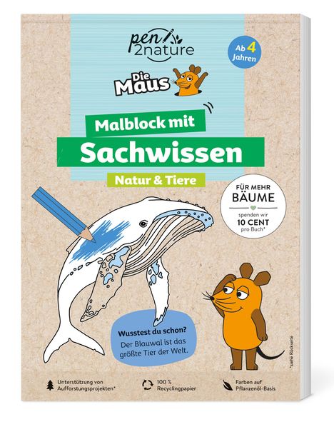 Pen2nature: Die Maus - Malblock mit Sachwissen Natur &amp; Tiere, Buch
