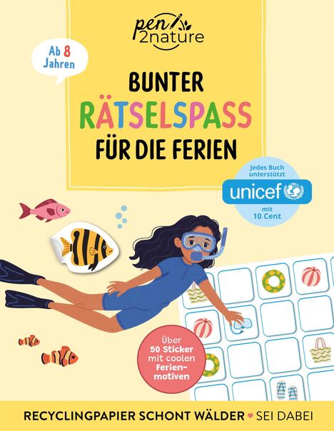 Text: "COVER IN ARBEIT". Darunter eine einfache Grafik eines offenen Buches. Links unten ein Logo: "pen2nature".