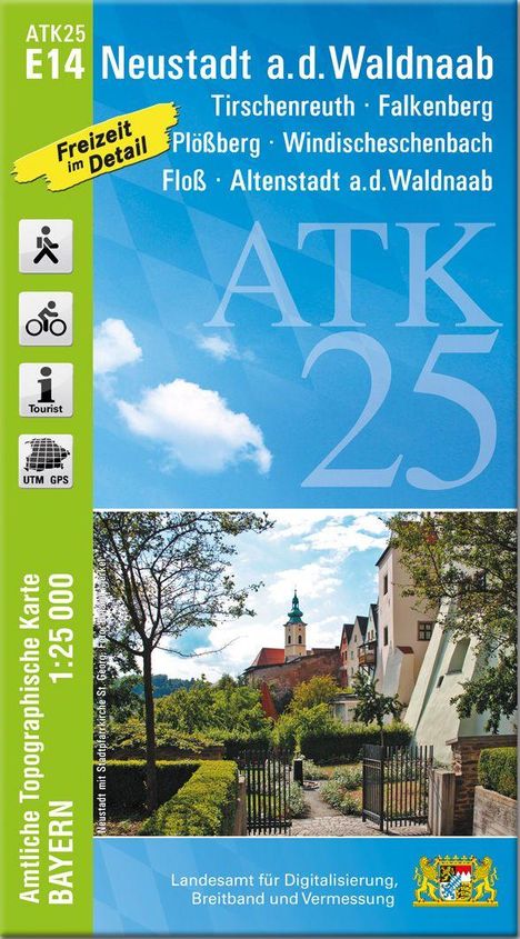 ATK25 E14 Neustadt a.d.Waldnaab, Freizeit im Detail. Unteres Bild: Parkweg mit Kirche im Hintergrund.