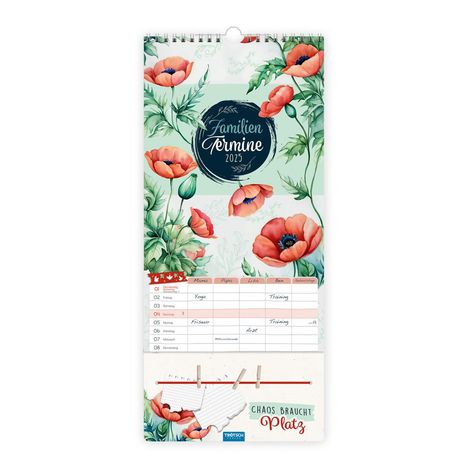 Trötsch Premium-Familienkalender Familientermine Blumen 2025, Kalender