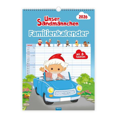 Trötsch Unser Sandmännchen XL-Familienplaner Familienkalender Unser Sandmännchen 2026, Kalender