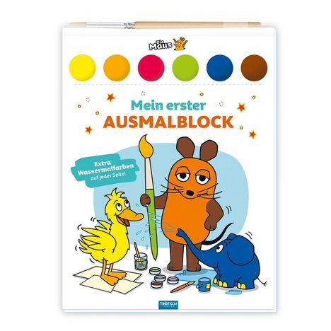 TRÖTSCH - Die Maus | Mein erster Ausmalblock | Malblock mit Wasserfarben (Ab 3 Jahren), Buch