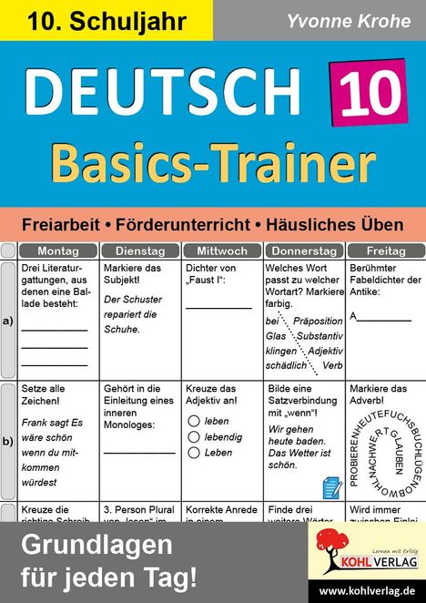 Yvonne Krohe: Deutsch-Basics-Trainer / Klasse 10, Buch