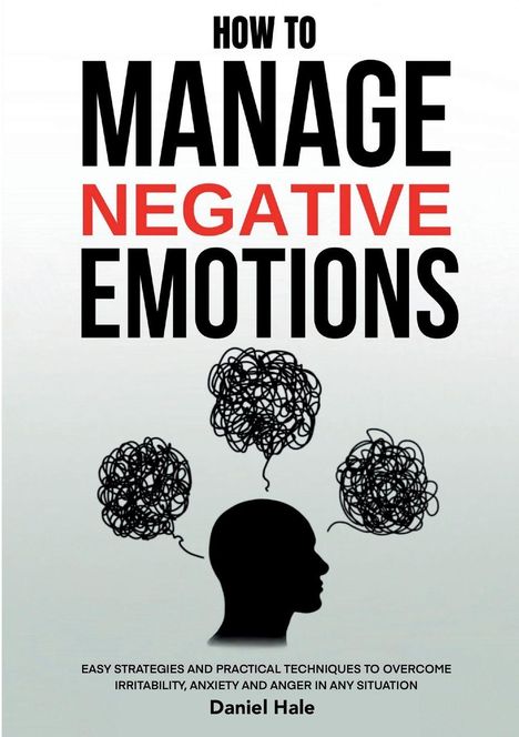 „How to Manage Negative Emotions“ von Daniel Hale, Illustration: Silhouette mit Gedankenwolken.