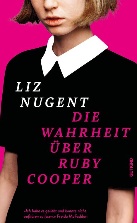 „LIZ NUGENT. DIE WAHRHEIT ÜBER RUBY COOPER.“ Eine junge Frau mit kurzgeschnittenem Haar vor pinkem Hintergrund.