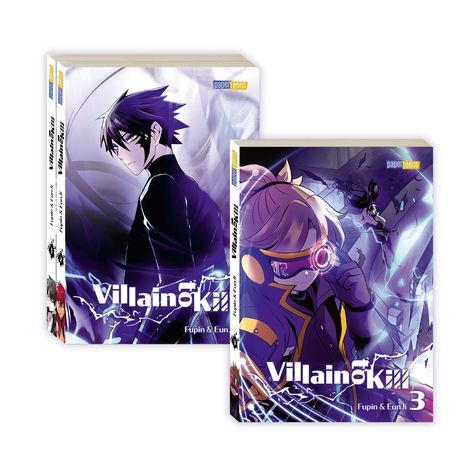 "Villain of Kii", "Fupin & EunJi", "paper toons". Zwei Manga-Bände mit stilisierten Charakteren in dynamischen Posen.