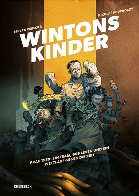 Titel: WINTONS KINDER. Prag 1939: Ein Team, 669 Leben und ein Wettlauf gegen die Zeit. Illustration von Figuren in Bewegung.