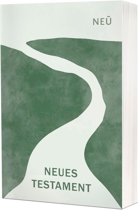 Oben steht "NEÜ", unten "NEUES TESTAMENT". Ein stilisierter, geschwungener Weg auf grünem Hintergrund.