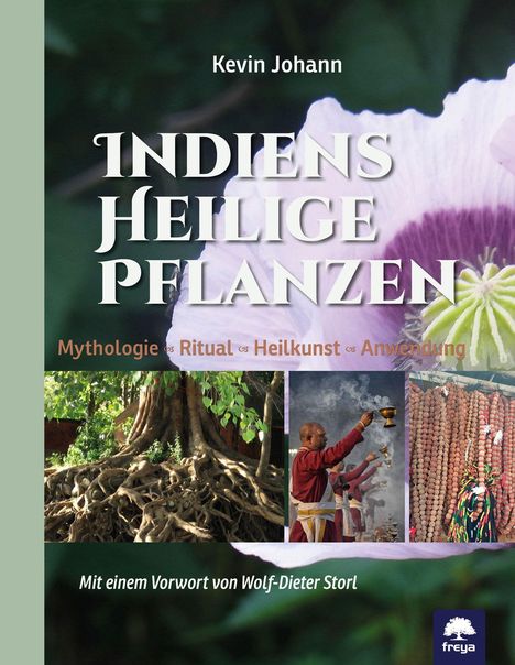 „INDIENS HEILIGE PFLANZEN“ von Kevin Johann, Themen: Mythologie, Ritual, Heilkust, Anwendung. Verschiedene Pflanzenbilder.