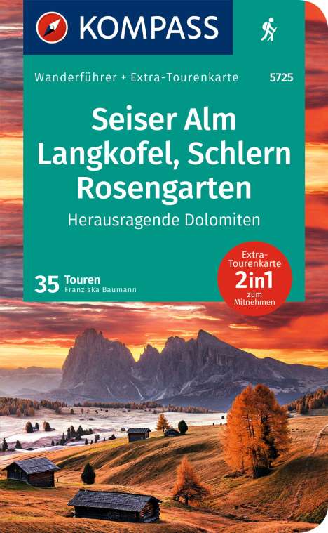 Franziska Baumann: KOMPASS Wanderführer Dolomiten 2, Kastelruth, Seiser Alm, Schlern, Rosengarten 1:35 000, Buch