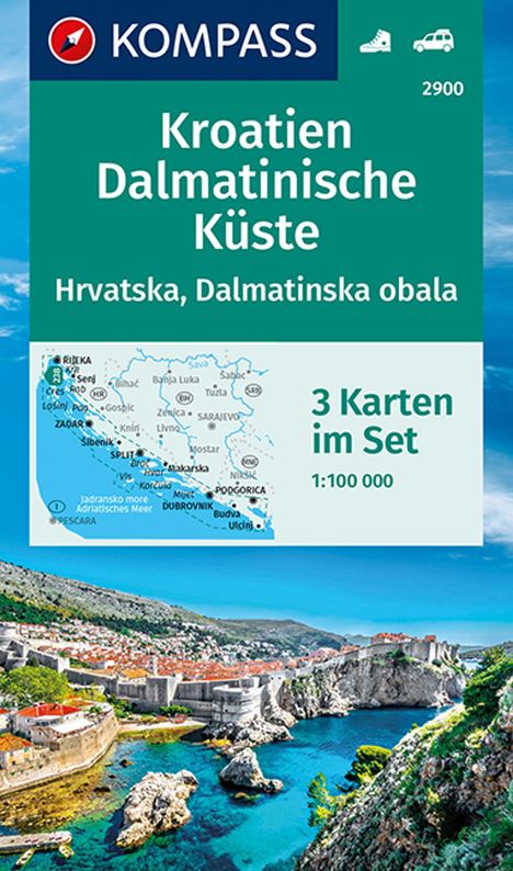 KOMPASS Wanderkarten-Set 2900 Kroatien, Dalmatinische Küste, Karten