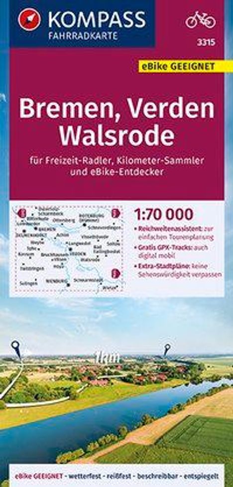 KOMPASS Fahrradkarte Bremen, Verden, Walsrode 1:70.000, Karten