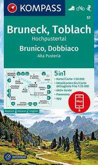 KOMPASS Wanderkarte 57 Cruneck, Toblach, Hochpustertal, Brunico, Dobbiaco, Alta Pusteria 1:50.000, Karten