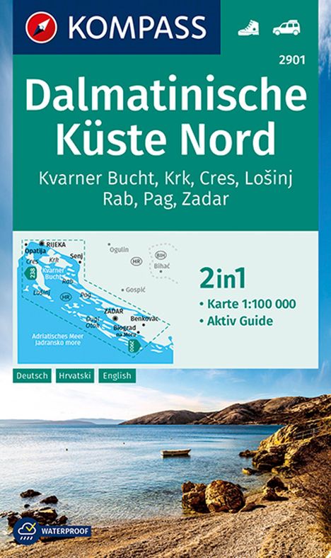 KOMPASS Wanderkarte 2901 Dalmatinische Küste Nord 1:100.000, Karten