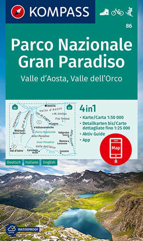 KOMPASS Wanderkarte 86 Parco Nazionale Gran Paradiso, Valle, Karten