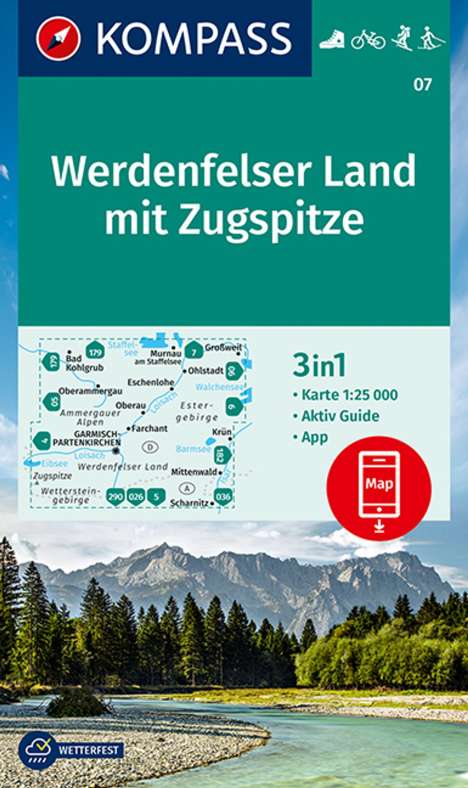 KOMPASS Wanderkarte 07 Werdenfelser Land mit Zugspitze 1:25.000, Karten