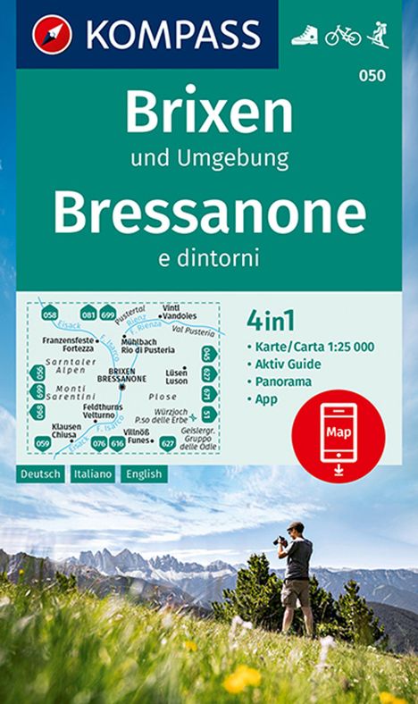 KOMPASS Wanderkarte 050 Brixen und Umgebung, Bressanone e di, Karten