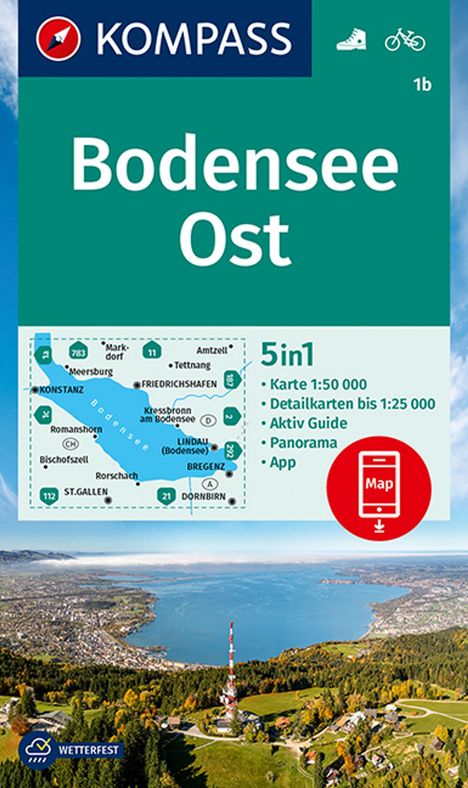KOMPASS Wanderkarte 1b Bodensee Ost 1:50.000, Karten