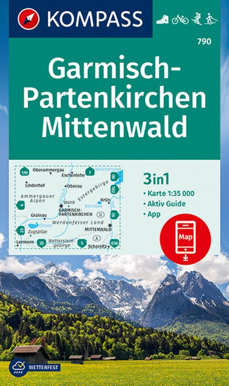 KOMPASS Wanderkarte 790 Garmisch-Partenkirchen, Mittenwald 1, Karten