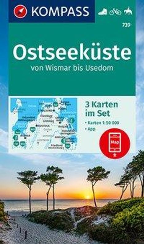 KOMPASS Wanderkarte Ostseeküste von Wismar bis Usedom, Karten