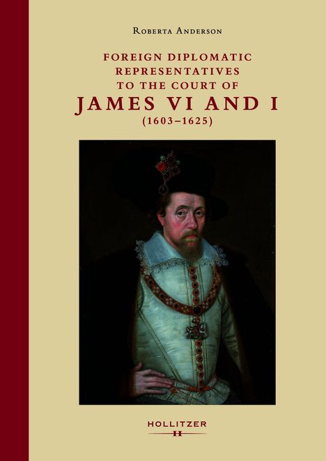 Titel: "Foreign Diplomatic Representatives to the Court of James VI and I (1603–1625)". Gemälde eines Mannes in historischer Kleidung.
