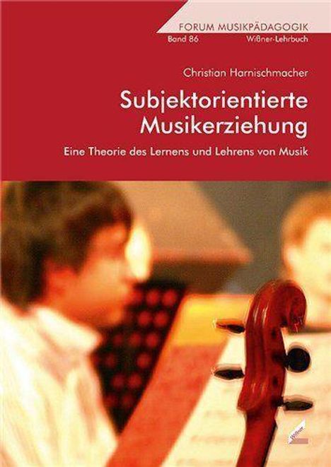 Text: "Subjektorientierte Musikerziehung – Eine Theorie des Lernens und Lehrens von Musik." Im Hintergrund schemenhaft Musiker.