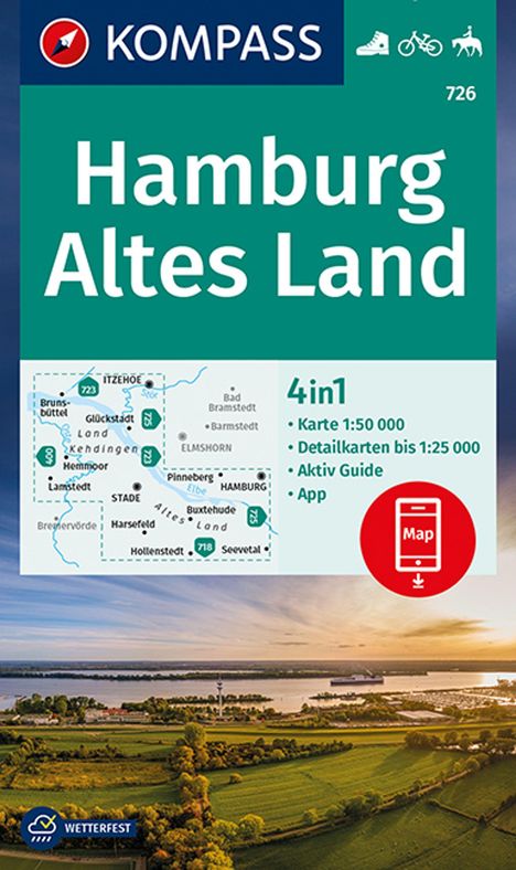 KOMPASS Wanderkarte 726 Hamburg, Altes Land 1:50.000, Karten