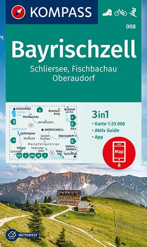 KOMPASS Wanderkarte 008 Bayrischzell, Schliersee, Fischbachau, Oberaudorf 1:25.000, Karten
