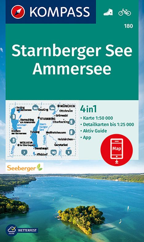 KOMPASS Wanderkarte 180 Starnberger See, Ammersee 1:50.000, Karten